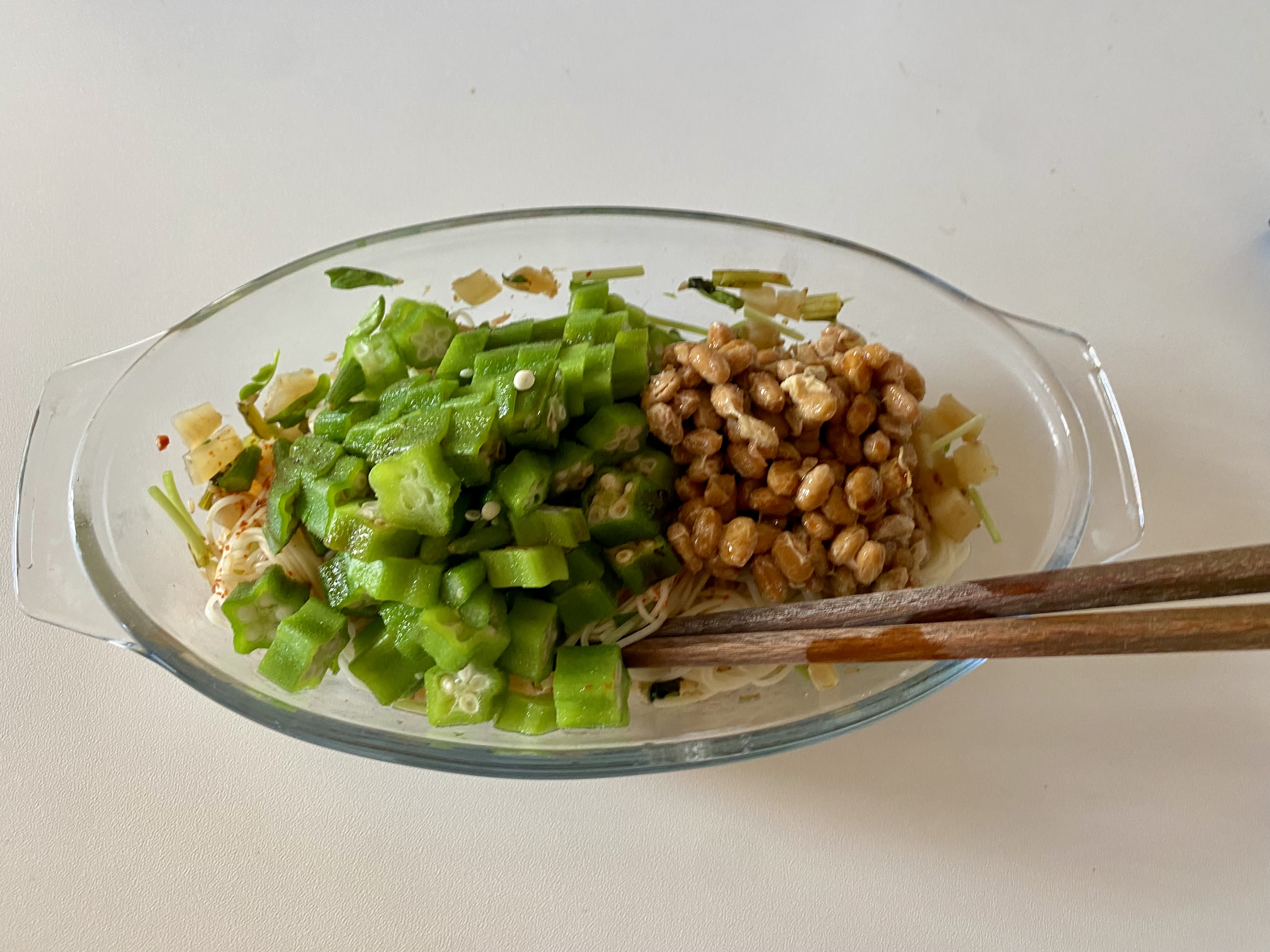 オクラ納豆のさっぱり麺